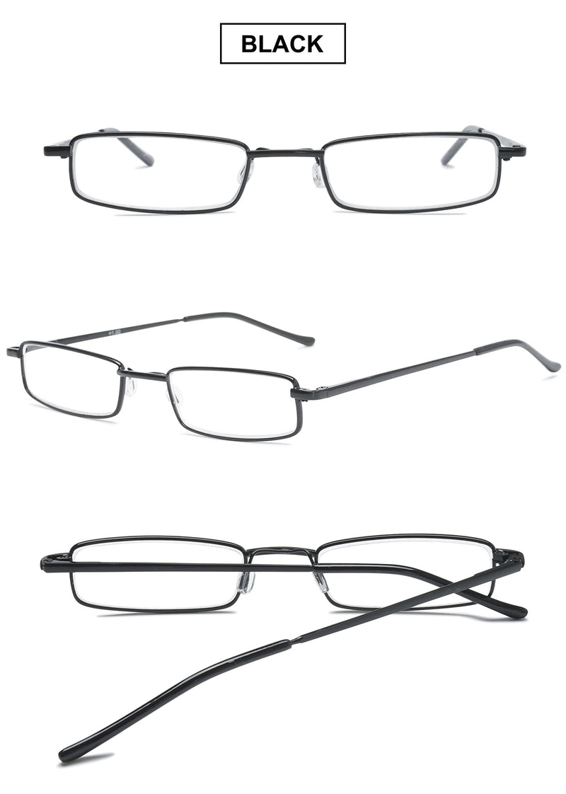 VEVESMUNDO Metal Reading Glasses Mini Compact Lightweight Spring Hinge Slim Classic Reading Aid Glasses with Metal Case 1 x Black Blue Light Filter Reading Glasses 2.0 x - NewNest Australia