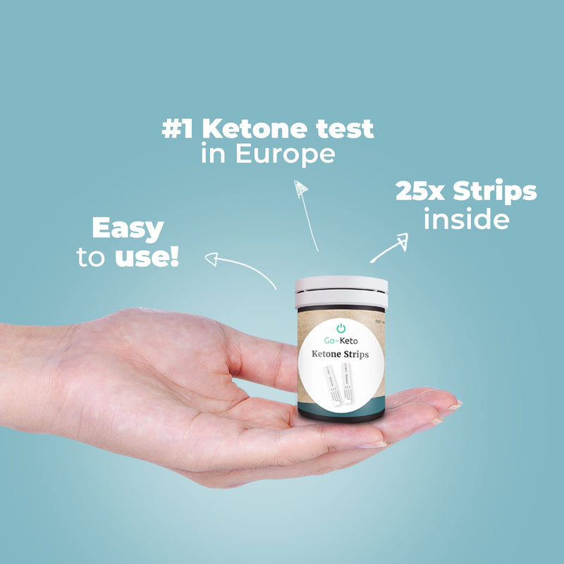 Go-Keto ketone test strips 25 pieces - suitable for the Go-Keto ketone measuring device as well as the ketone meters from Swiss Point Of Care, GK Dual and On Call, regular ketone check at home and on the go - NewNest Australia