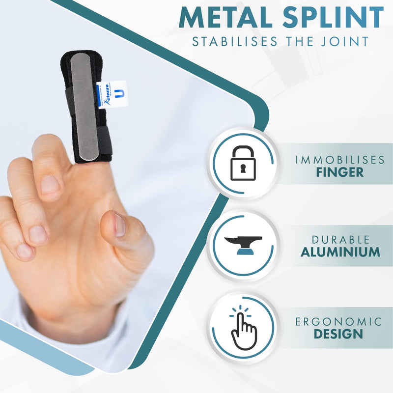 Actesso Neoprene Finger Splint Brace – Injury Support for Mallet Finger, Trigger Finger, Finger Pain, & Broken Finger – For Index, Middle & Ring (Black) Black - NewNest Australia