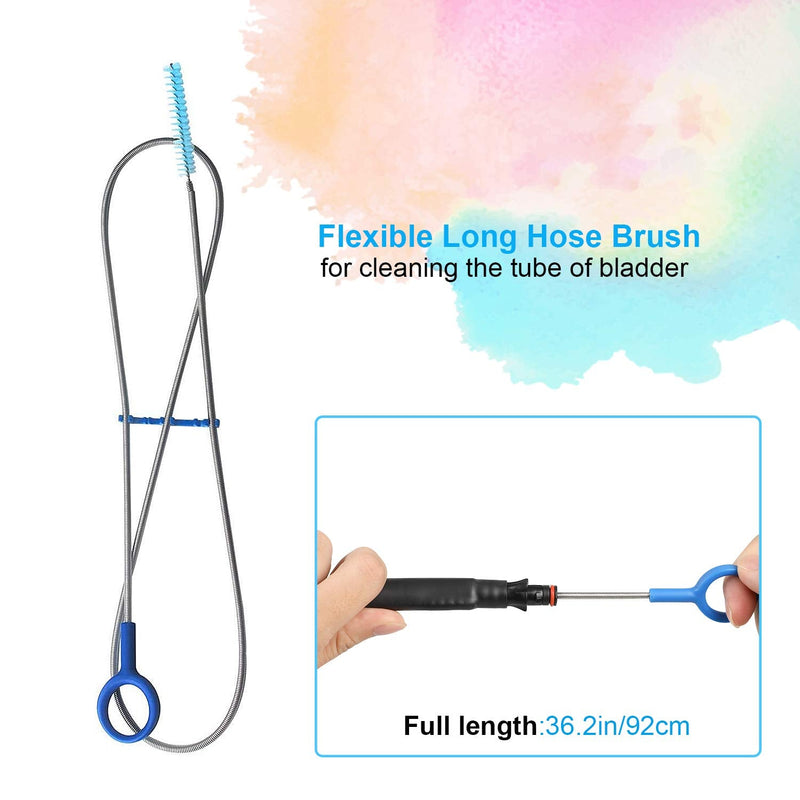 TAGVO Hydration Bladder Cleaning Kit for Universal Water Reservoir, 4 in 1 Cleaner Set-Flexible Long Brush for Hose, Small Brush for Bite Valve, Big Brush for Bladder & Collapsible Hanger for Drying - NewNest Australia