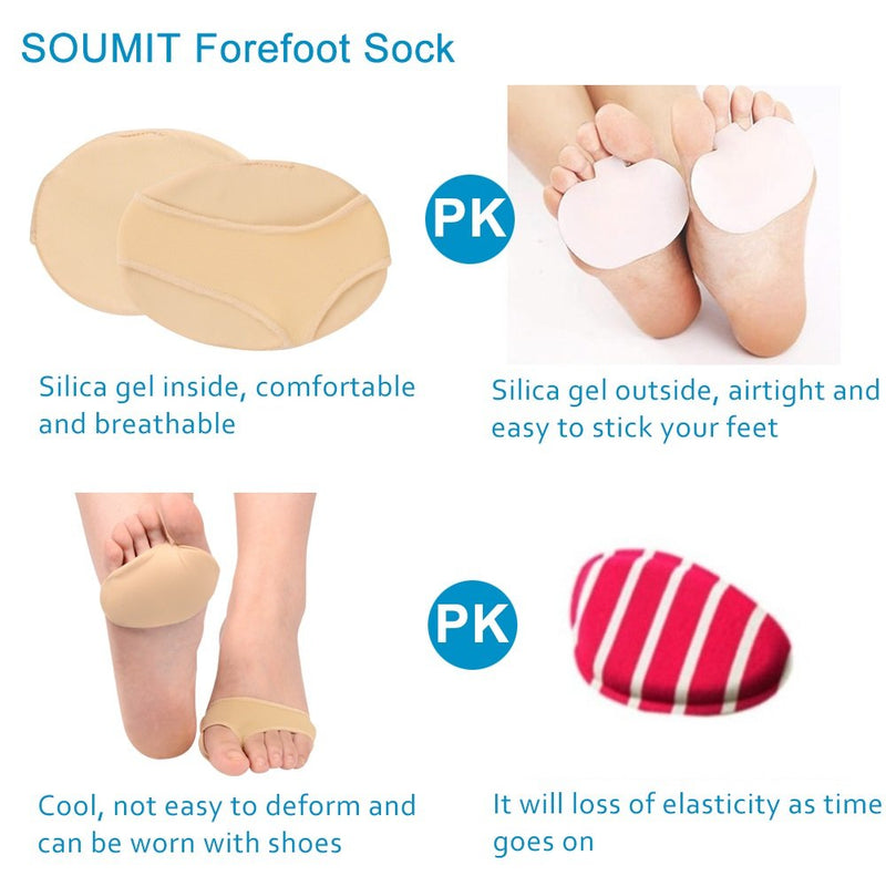 SOUMIT Metatarsal Pads, Forefoot Cushion Pads with Soft Silicone Metatarsal Gel Protector Cushion Pads Relieve Pain for Hard Skin Calluses Arthritis (EU 35-40 / UK 3-7) S UK3-7 Footpads - NewNest Australia