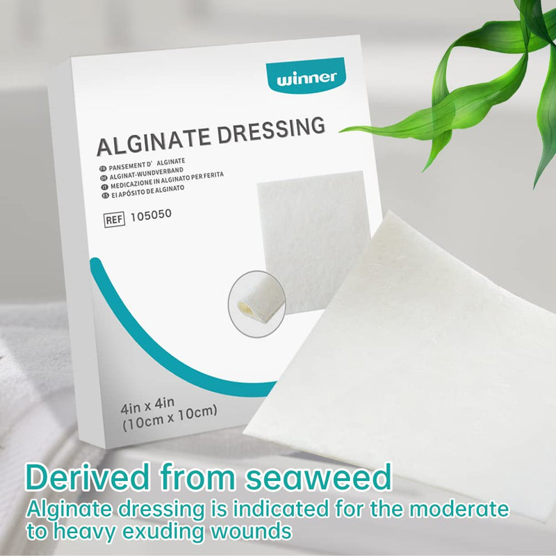 Winner Medical Calcium Alginate Wound Dressing Pads 4'' x 4'', Sterile (Box of 10) Antimicrobial, Non-Stick Padding, Highly Absorbent & Comfortable| Flexible & Gentle on The Skin, Faster Healing - NewNest Australia