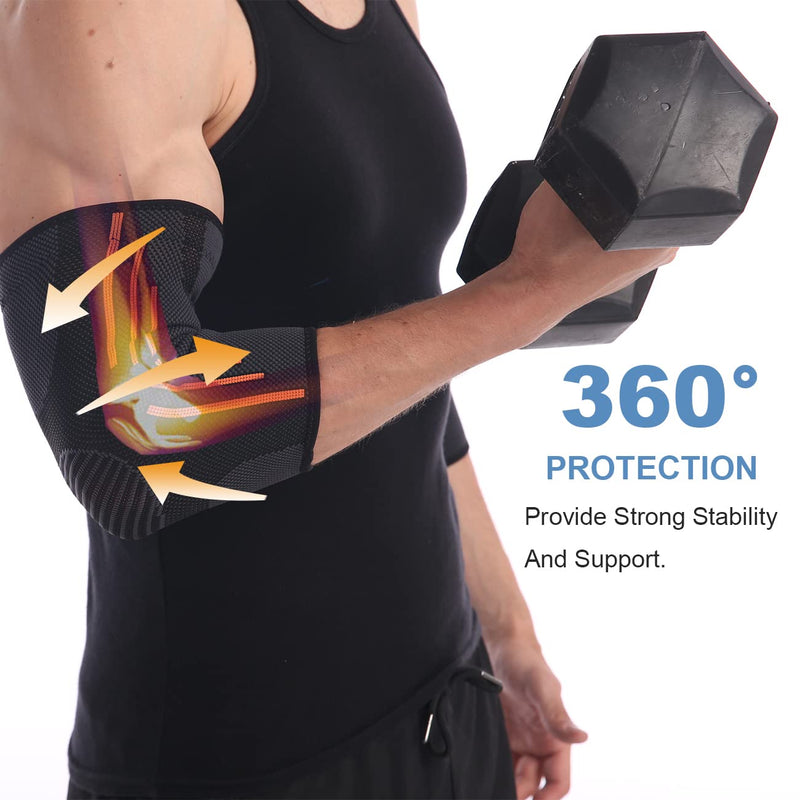 Dualeco Elbow Supports 2 Pack, Anti-Slip Elbow Support Brace for Men/Women, Breathable Elbow Brace for Joint Pain Relief/Arthritis/Recovery, Elbow Compression Sleeve for Weightlifting/Golfers L - NewNest Australia