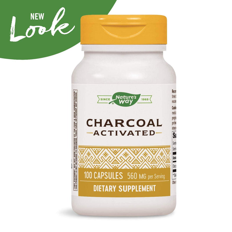 Nature's Way Activated Charcoal Supplement, Gluten-Free, 100 Capsules (Packaging May Vary) - NewNest Australia