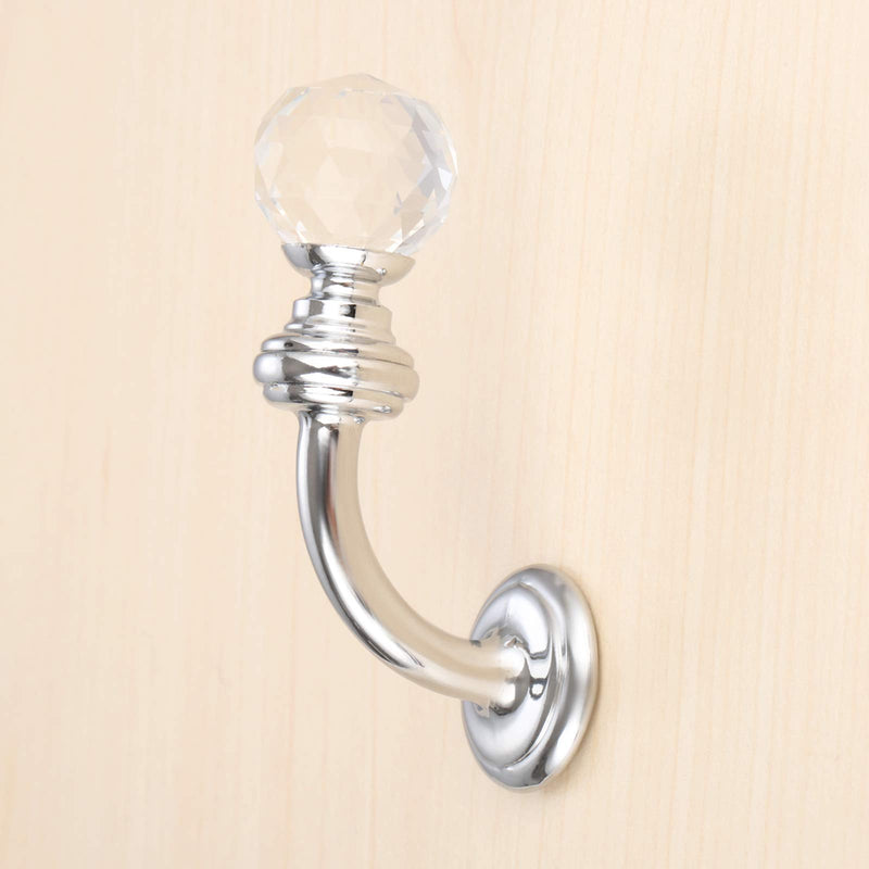 NewNest Australia - Mgoodoo 1pc Round Crystal Wall Coat Hat Hook Tieback Curtain Hooks Tassel Towel Hanger |Bright Chrome Bright Chrome 