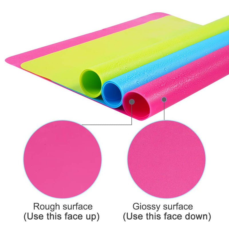 NewNest Australia - 3 Pack Extra Large Silicone Sheets for Crafts, Liquid, Resin Jewelry Casting Molds Mat, Multi-Purpose Food Grade Silicone Placemat. 15.7” x 11.8” (Blue & Rose Red & Green) 