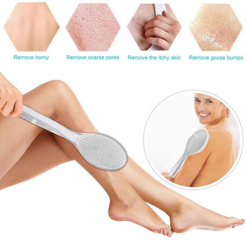 Mczcent Body Brush Dry Brushing Back Scrubber with Curved Plastic Long Handle Bath Shower Brush Dry Skin Exfoliating Cellulite Brush for men and women(Transparent Handle) - NewNest Australia