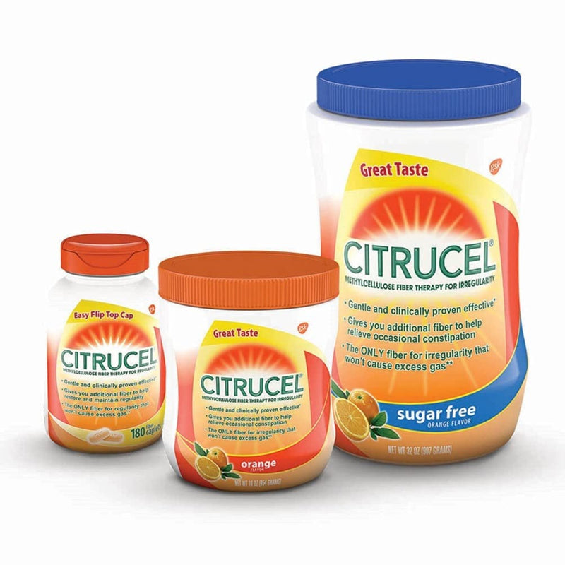 Citrucel Sugar Free Fiber Powder for Occasional Constipation Relief, Methylcellulose Fiber Powder, Orange Flavor - 16.9 Ounces - NewNest Australia