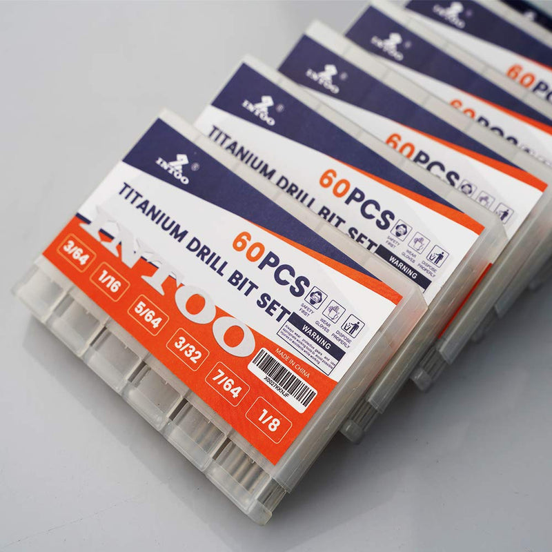 INTOO Mini Drill Bit Set 60 Pcs+12 Pcs Free High Speed Steel HSS Titanium Micro Drill Bits 3/64"-1/8" Metal,Plastic,Wood Drill Bit Sets Small Drill Bit. Random Delivery of New & Old Packaging. - NewNest Australia