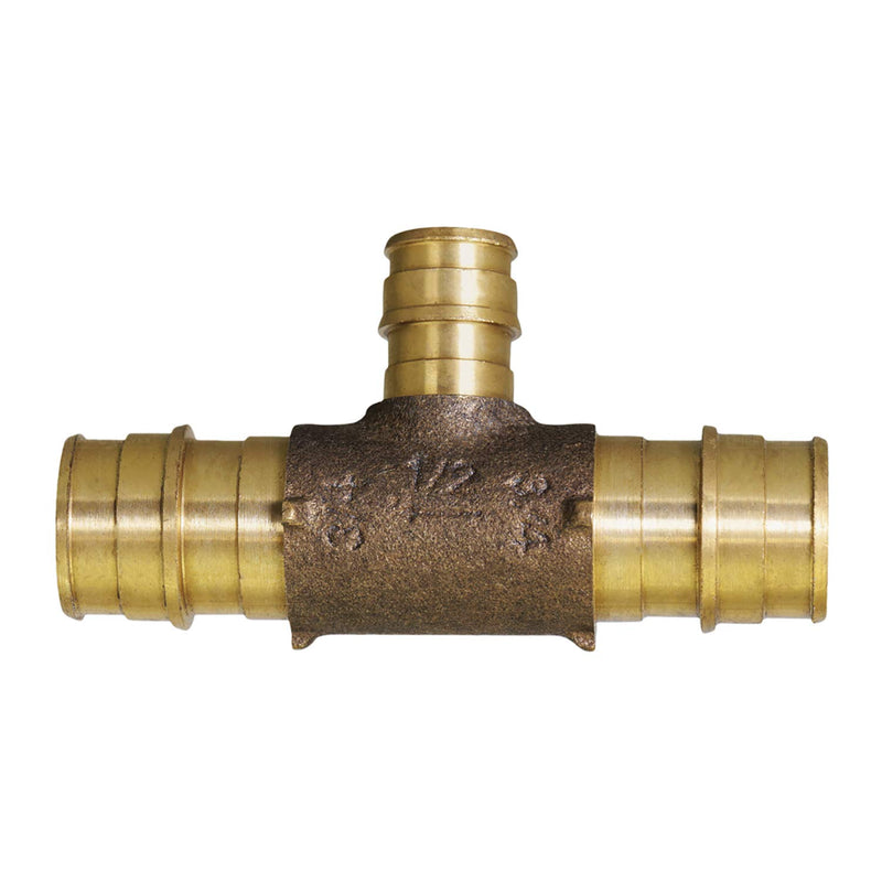 Midline Valve S1228 Monoflow Tee Pipe Fitting for Hydronic Heating Applications 3/4 in. x 1/2 in. Pex Connections Brass - NewNest Australia