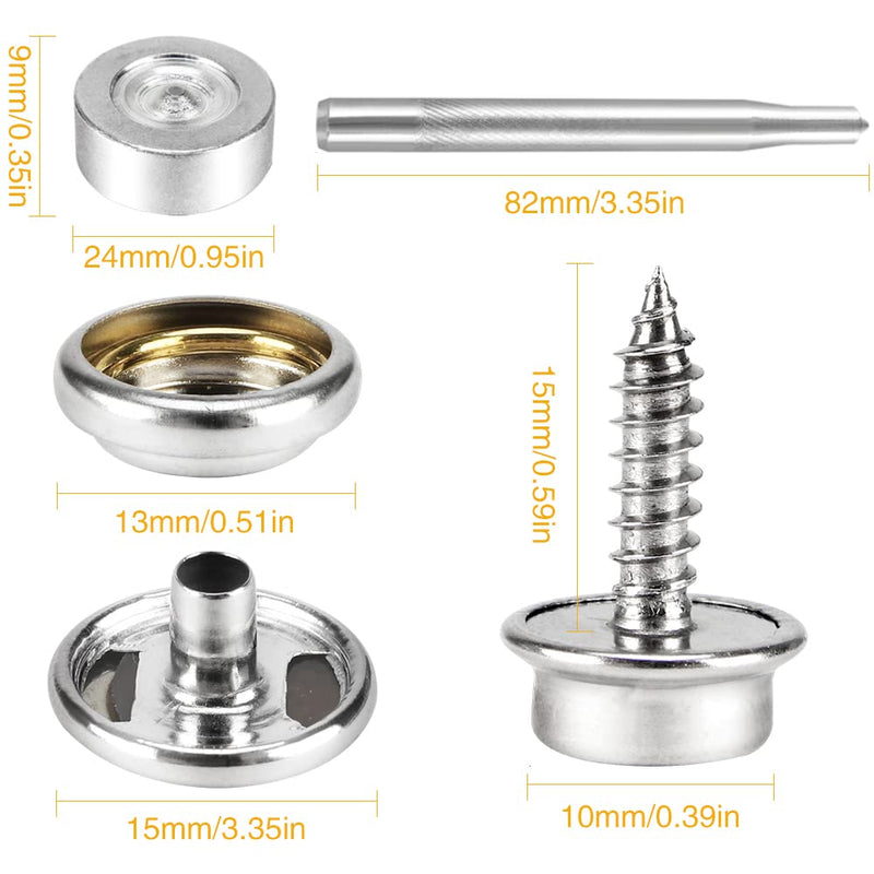 Crafts Man 150 PCS Canvas Snap Kit Tool,Metal Screws Snaps Marine Grade 3/8" Socket Stainless Steel Boat Canvas Snaps with 2 Pcs Setting Tool for Boat Cover Furniture (150 pcs) - NewNest Australia