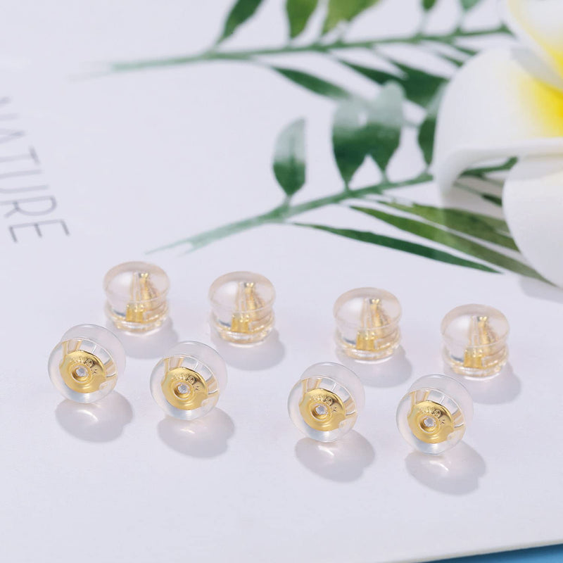 Moconar 18K Gold Locking Secure Earring Backs for Studs, Silicone Earring Backs Replacements for Studs/Droopy Ears, No-Irritate Hypoallergenice Earring Backs for Adults&Kids(Gold) - NewNest Australia