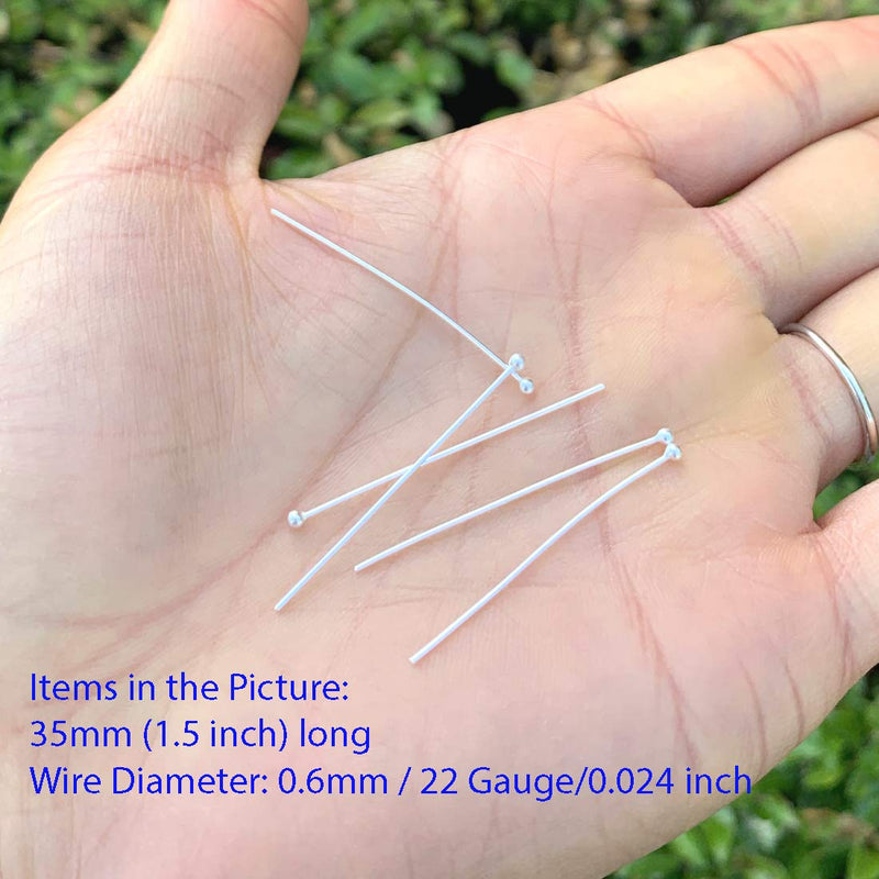 20pcs Authentic 925 Sterling Silver Head Pin Round Ball Pins 18mm (0.7 inch) For Jewelry Beading Threading Making (Wire 0.6mm/22 Gauge/0.024 Inch) SS424 20 - NewNest Australia