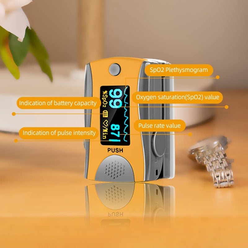 BLT M70 Fingertip Pulse Oximeter CE Approved, SpO2 Blood Oxygen Saturation Monitor Finger with Heart Rate Tracking for Children and Adult, Not Related To NHS (Includes Batteries and Lanyard) (Yellow) Yellow - NewNest Australia