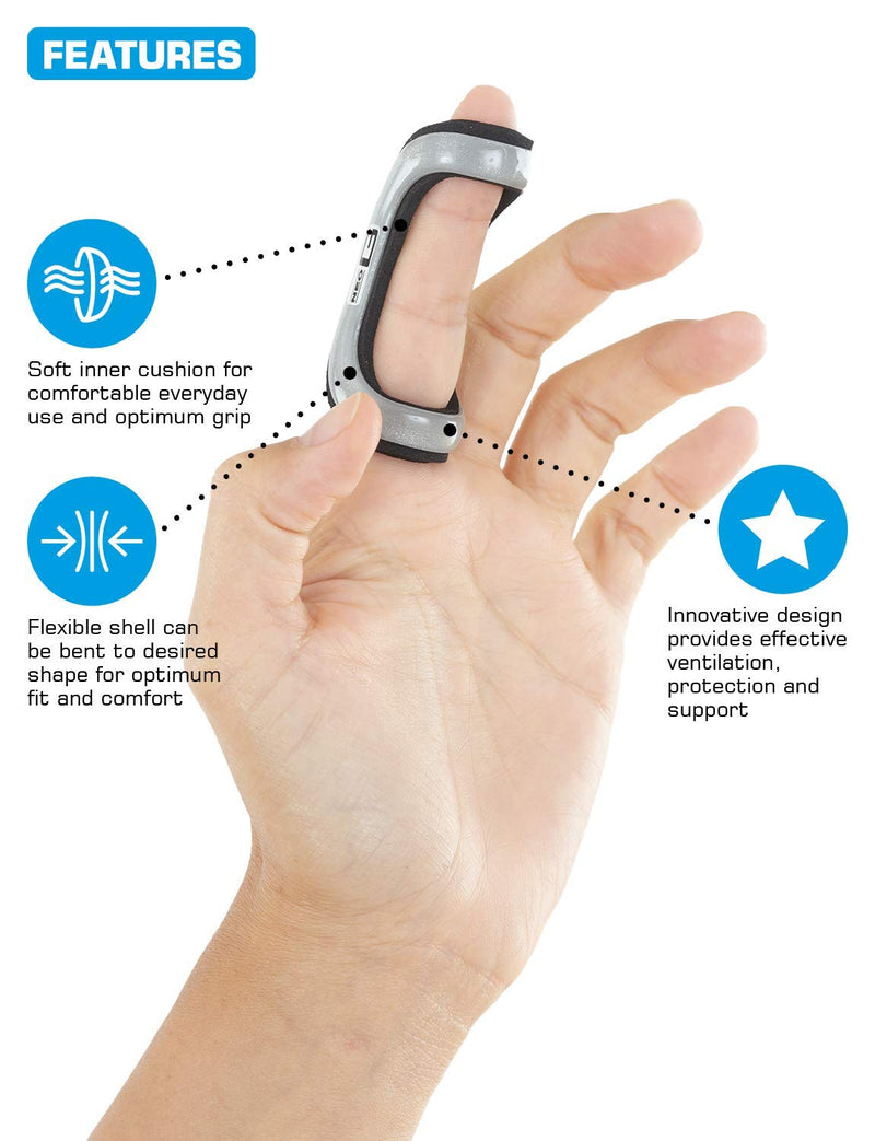 Neo G Finger Splint, Easy-Fit - Support For Trigger Finger, Mallet Finger, Baseball Finger, Strain, Sprains, Broken Fingers, Basketball - Patented Design - Class 1 Medical Device - Small - Grey Small: 5 CM // 2 IN - NewNest Australia