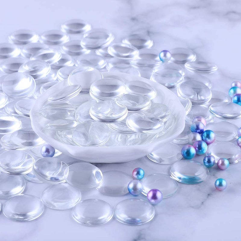 HAUTOCO 120 Pieces Transparent Glass Dome Cabochons Round Cabochons Tiles, Non-calibrated Round 1 inch/25mm for Craft Cameo Pendants Photo Jewelry Necklaces - NewNest Australia