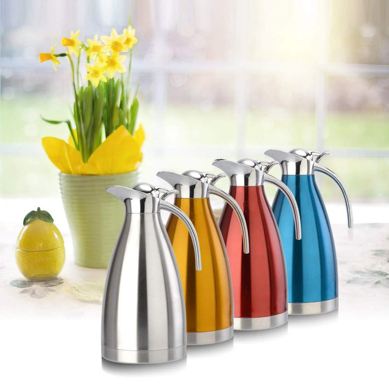 Coffee Pot,Stainless Steel Coffee Tea Pot Double Wall Vacuum Insulated Thermo Jug Hot Water Bottle(2L-Red) 2L Red - NewNest Australia