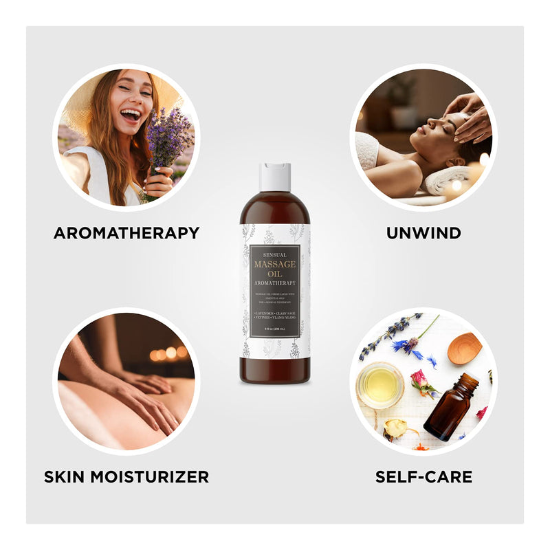 Spa Inspired Relaxing Massage Oil - Non Greasy Massage Oil for Massage Therapy and Nourishing Body Oil for Men and Women - Aromatic Aromatherapy Oils and Full Body Moisturizer Body Oil for Dry Skin - NewNest Australia