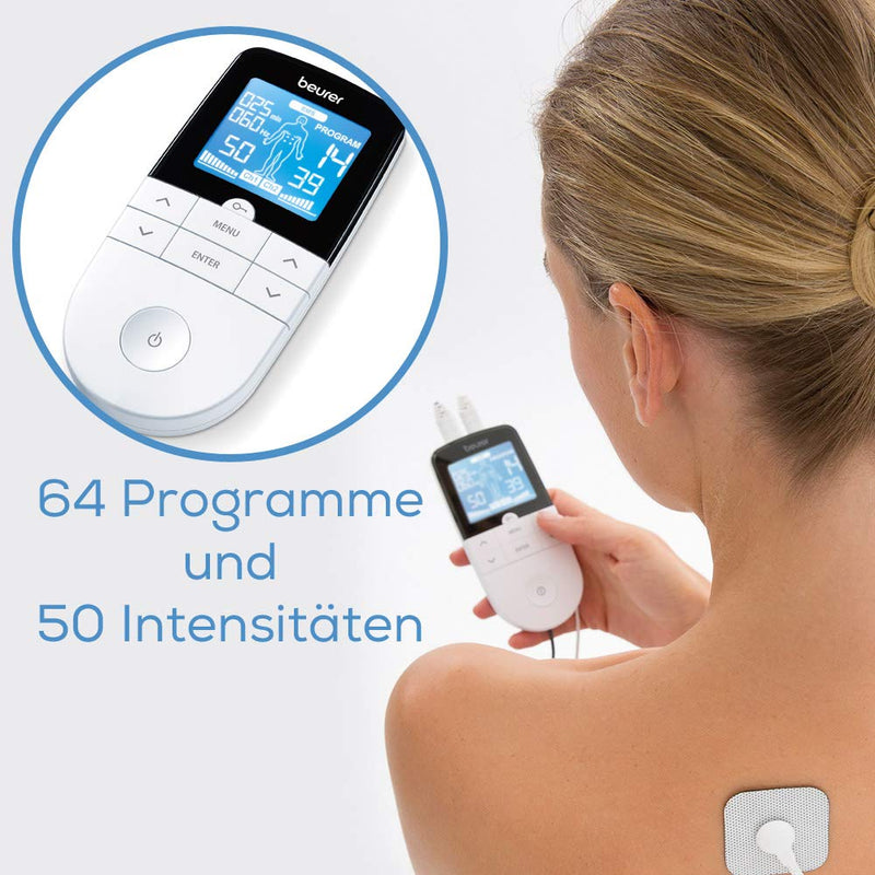 Beurer Em 49 Digital Tens/Ems, 3-In-1 Electrical Stimulation Device For Pain Relief By Electrical Nerve Stimulation, Training Through Electrical Muscle Stimulation, Massage Function, Including 4 Electrodes - NewNest Australia