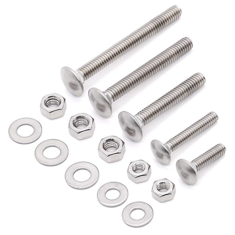 Glvaner (10 Sets) 1/4-20 x 1-1/4" Stainless Steel Carriage Bolts Screws Round Head Square Neck and Hex Nuts & Flat Washers 304 Stainless Steel 18-8 Full Thread Coverage 1/4-20 x 1-1/4" (10 Sets) - NewNest Australia