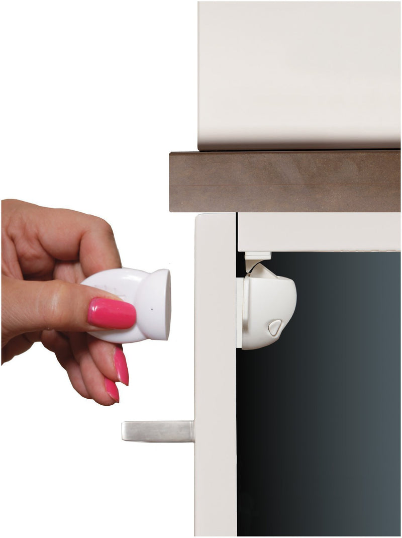 Dreambaby Adhesive Mag locks (8-Pack 1 Key) - Child Proofing Cabinet Magnetic Latches - White- Model L859 8 Locks, 1 Key - NewNest Australia