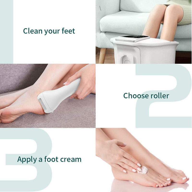 Electric Foot File, DIOZO Hard Skin Remover IPX7 Waterproof Callus Remover Pedicure Tools Machine with 3 Rollers and 2 speeds, Remove Cracked Heels and Dead Skin Off-white - NewNest Australia