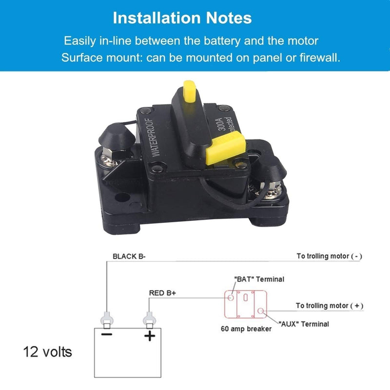 WOHHOM 100 Amp Circuit Breaker DC 12V -48V Waterproof 30A-300A Manual Reset Fuse Inverter for Trolling Motor Auto Car RV Marine Boat Current Overload Protection (100A) 100A - NewNest Australia