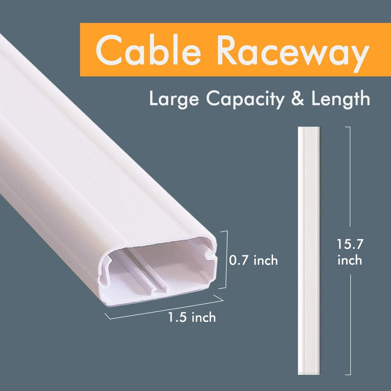 TV Cord Cover Cable Raceway on Wall, 31.5 inch Cable Management System for Cord Cable Concealer, Printable White Cable Cover Channel for Wall Mounted TV, Speaker Wire Hider, 2X L15.7in W1.5in H0.7in - NewNest Australia
