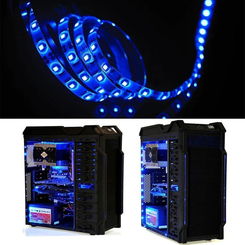 IP65, 12V Waterproof Flexible LED Strip Light（Power Cord not Included）, 16.4ft/5m Cuttable LED Light Strips, 300 Units 3528 LEDs Lighting String, LED Tape(Blue) Power Adapter not Included Blue - NewNest Australia