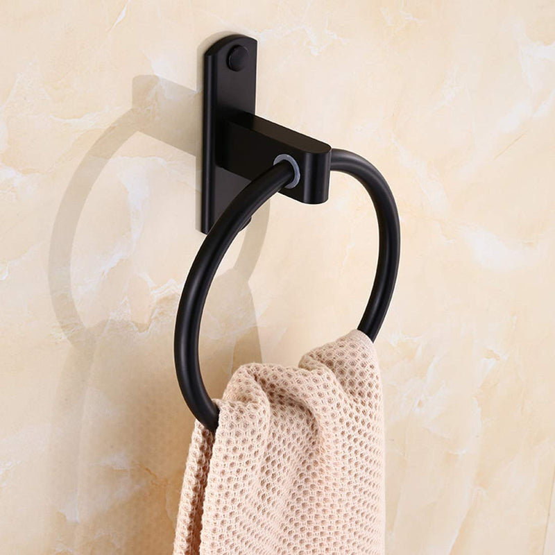 Black Towel Ring Bathroom Towel Ring Space Aluminum Steel Simple Round Towel Racks , Matte Black - NewNest Australia