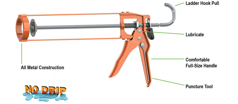 Albion Engineering Company B1 B-Line Manual Skeleton Cartridge Caulking Gun, No Drip, 1/10 Gallon (10oz), 7:1 Drive Hex Rod / Skeleton Barrel - NewNest Australia