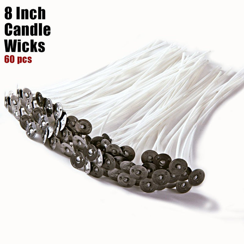 EricX Light 8 inch Candle Wick with Candle Wick Stickers and Candle Wick Centering Device,60 pcs for Candle Making - NewNest Australia
