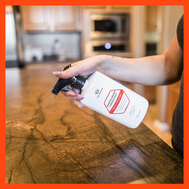 Granite Sealer & Protector – Best Stone Polish, Protectant & Care Product – Easy Maintenance for Clean Countertop Surface, Marble, Tile – No Streaks, Stains, Haze, or Spots - 18 OZ - TriNova 18.26 Fl Oz (Pack of 1) - NewNest Australia