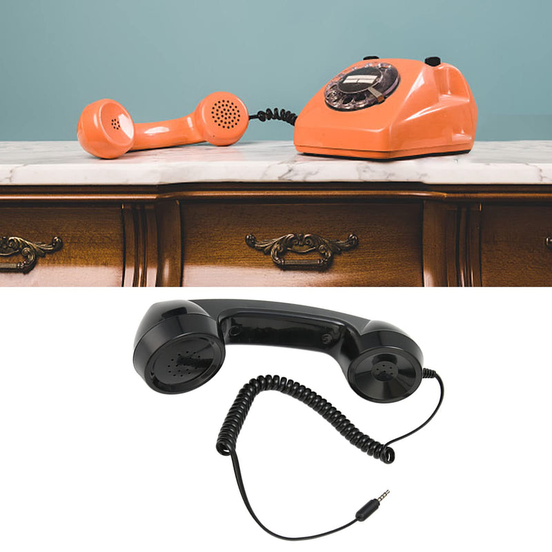 Retro 3.5mm Telephone Handset, Multifunctional Radiation-free Handheld Telephone Receiver, One-touch Operation for Mobile Phone Computer (Black) Black - NewNest Australia