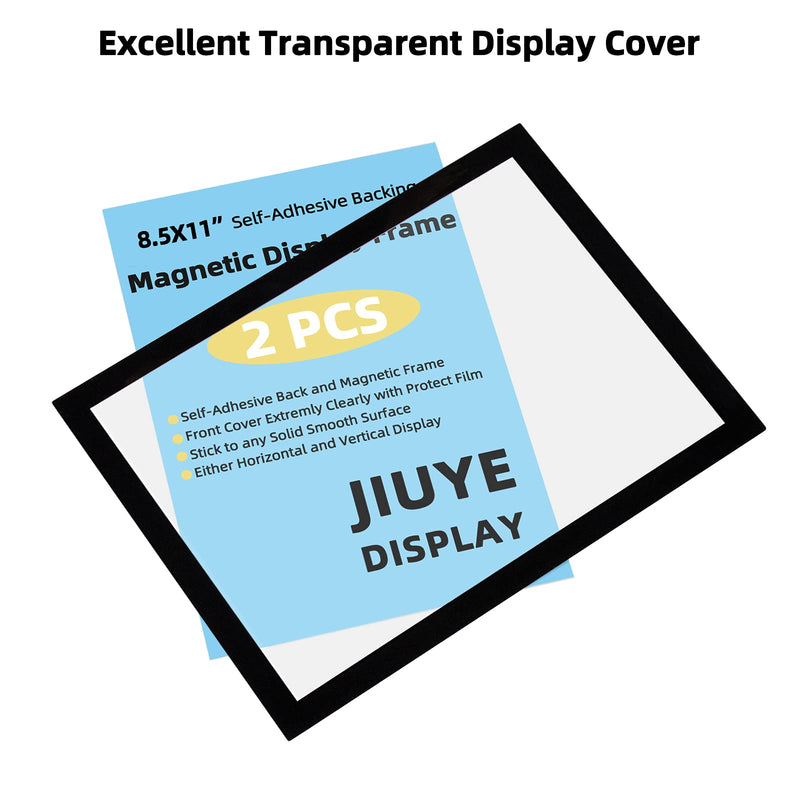 JIUYE 8.5 x 11 Magnetic Sign Holder,Plastic Display Frame with Strong Magentic Border & Self-Adhesive Backing,Wall Mount Magnetic Paper Poster Picture Notice Frame for Office Store Home (Black,2 Piece) 8.5"x11" 2Pcs Black - NewNest Australia