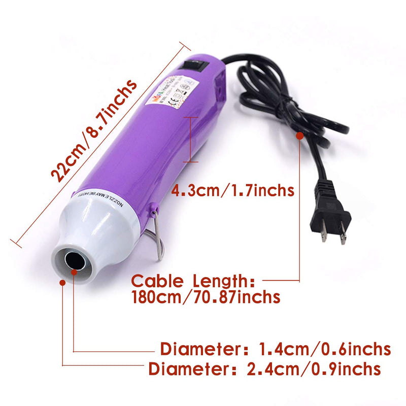 New Heat Gun,mofa Hot Air Gun Tools Shrink Gun with Stand For DIY Embossing And Drying Paint Multi-Purpose Electric Heating Nozzle Heat Gun For Epoxy Resin300W 110V (Purple,White) Purple,White - NewNest Australia
