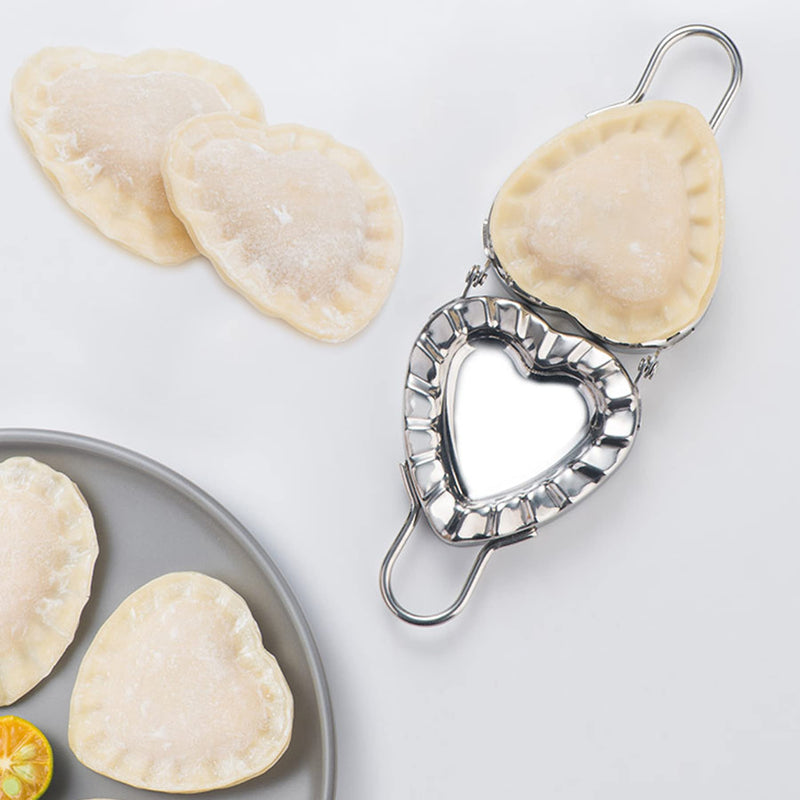 MGGi Heart Shaped Ravioli Mold Pierogi Dumpling Maker, Stainless Steel Goya Empanada Press Mold, Ravioli Mould Crimper, Wraper Dough Cutter - for Small Pie Ravioli Chinese Dumpling Pastry - NewNest Australia