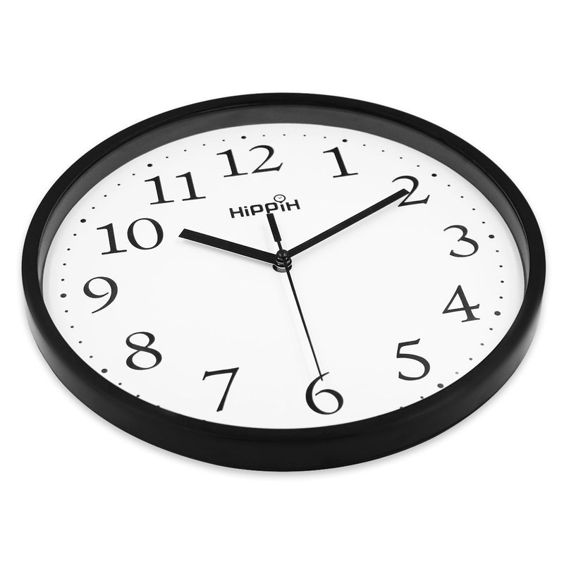 NewNest Australia - HIPPIH Black Wall Clock Silent Non Ticking Quality Quartz, 10 Inch Round Easy to Read for Home Office School Clock 2 Pack 