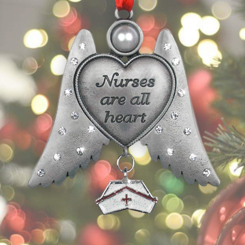 NewNest Australia - BANBERRY DESIGNS Nurse Angel - Nurses are All Heart Angel Ornament - Hanging Nurse Angel with Nurse Hat Charm - Nurses Day Gift - Nurse Graduation Gift - Nurse Appreciation 1 