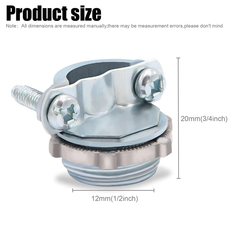 Fuzbaxy 12pcs 1/2Inch Clamp Type Cable Connectors for Metallic Conduit Protect Cables Silver-Zinc 1/2 Inch - NewNest Australia