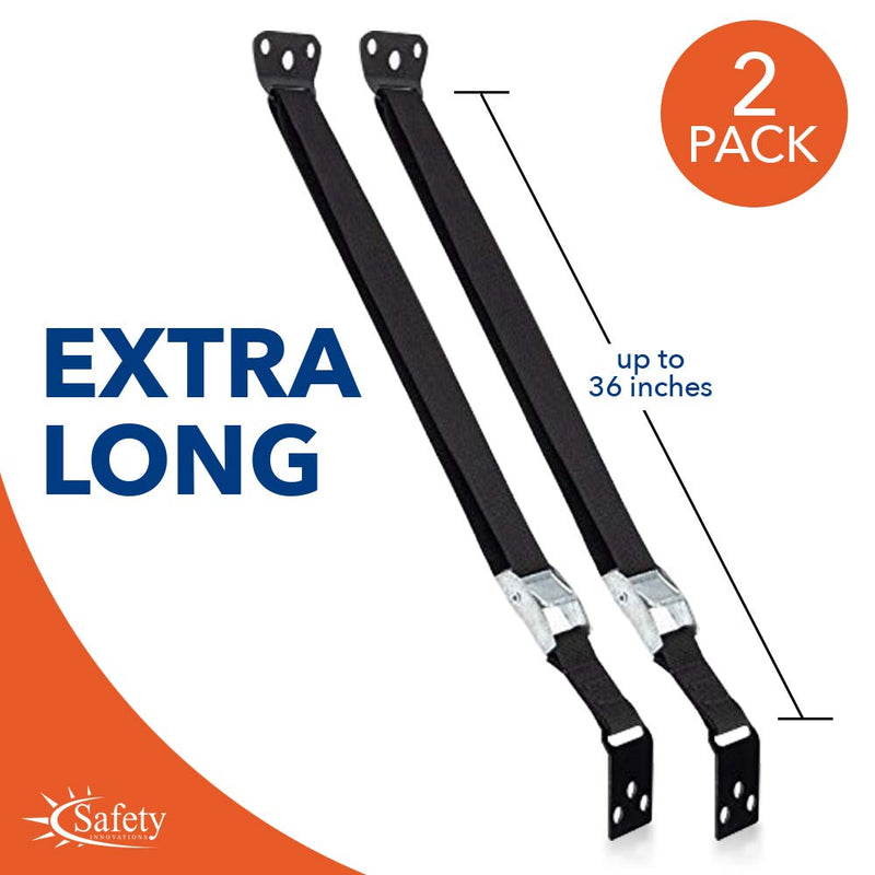 Safety Innovations Heavy Duty TV and Furniture Straps - Baby Proofing Anti Tip Straps for Child and Baby Safety - Expert Designed Strap Anchors Furniture to Walls to Prevent Tip-Overs (2 Pk, Black) - NewNest Australia