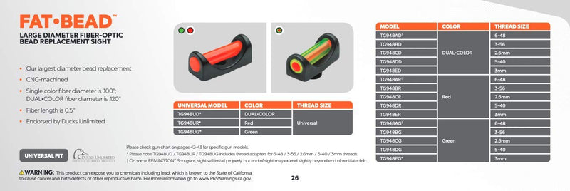 TRUGLO Fat Bead Dual-Color Fiber Optic Sight Green 2.6MM - NewNest Australia