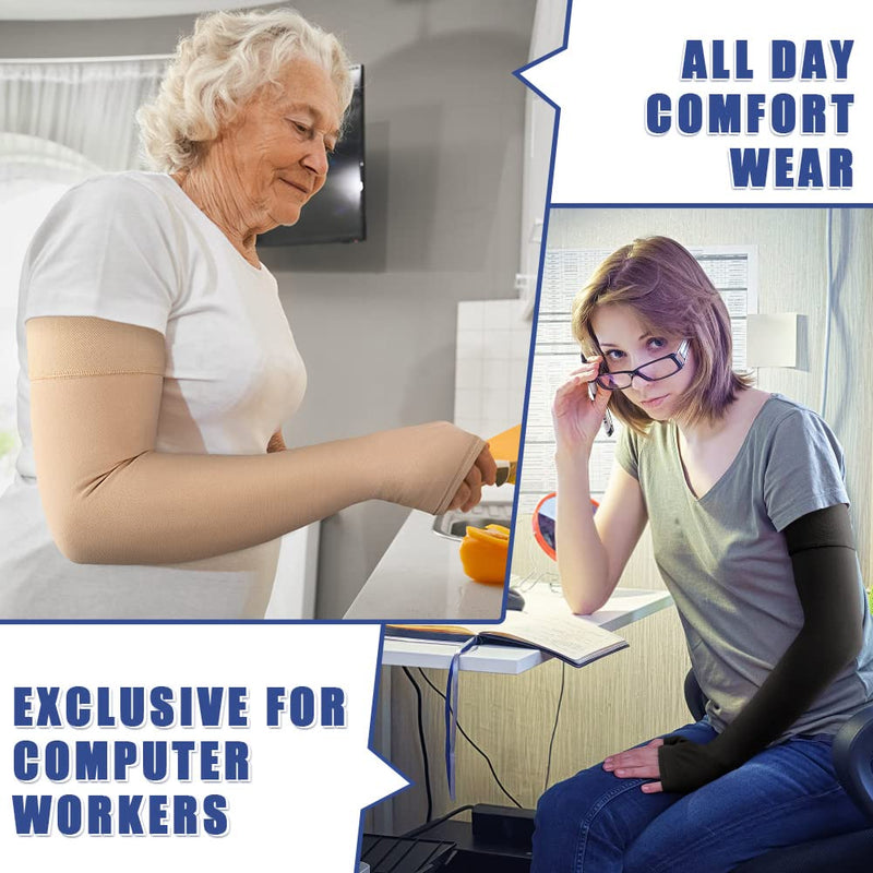Beister Lymphedema Medical Compression Arm Sleeve Women & Men (Pack Of 1), 20-30 Mmhg Compression Sleeves, Palm & Wrist & Arm Support, Elbow Brace, Arm Support For Arthritis, Tennis Elbow - NewNest Australia