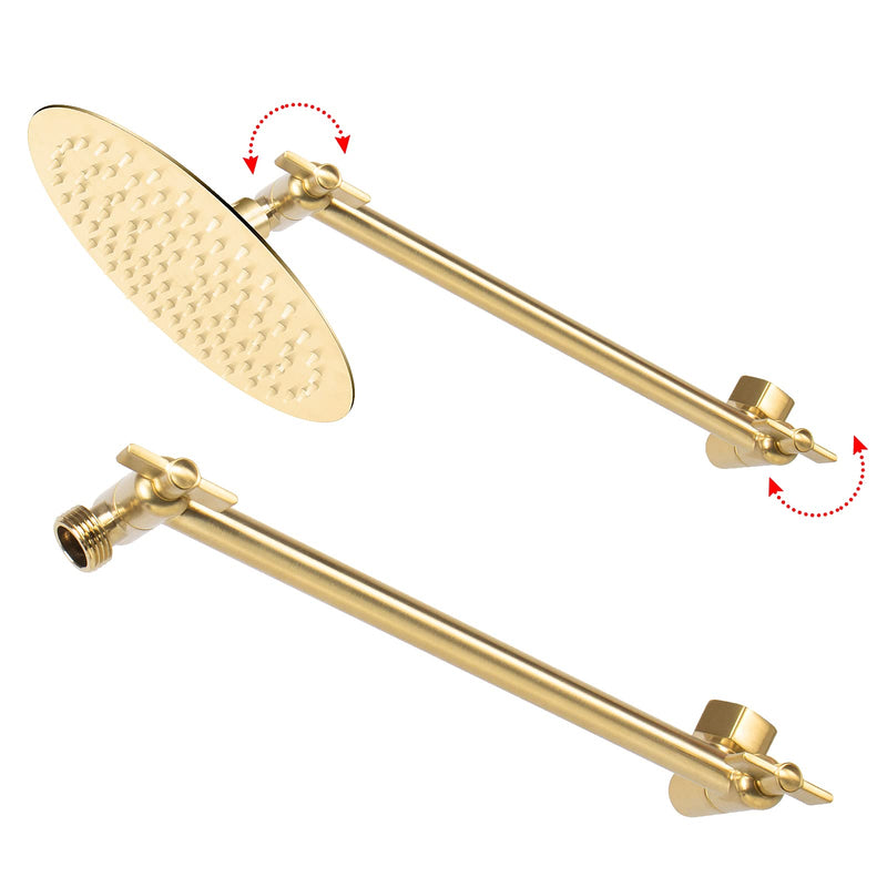 Adjustable Shower Arm Universal Connection, NearMoon Solid Brass Shower Extension Arm, Adjust Angle to Upgrade Shower Experience, Easy to Install, Anti-leak (Brushed Gold) Brushed Gold - NewNest Australia