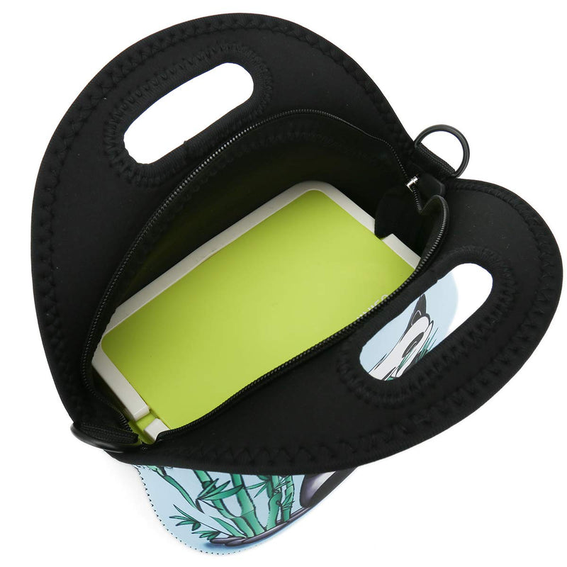 NewNest Australia - Insulated Neoprene Lunch Bag Removable Shoulder Strap Reusable Thermal Thick Lunch Tote Bags For Women,Teens,Girls,Adults-Lunch Boxes For Outdoors,Work,Office,Shopping (Panda eat Bamboo) Panda eat Bamboo 