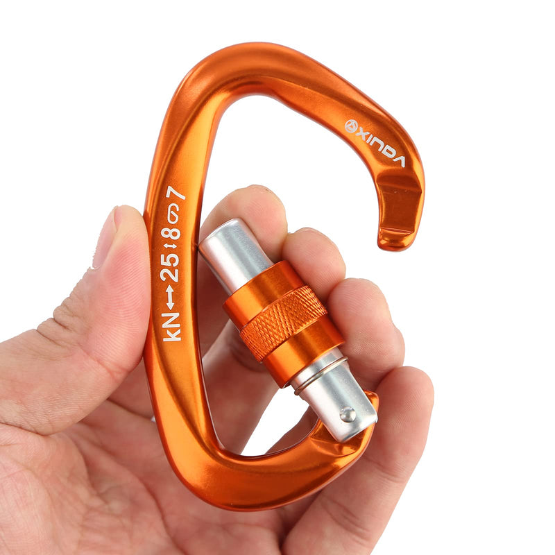 XINDA Screwgate Locking Carabiner Clip - Professional Rock Climbing Carabiner Screw Lock,Heavy Duty Carabiners for Climbing,Mountaineer,Hammock,Camping,Outdoor Equipment 2 pcs Orange - NewNest Australia