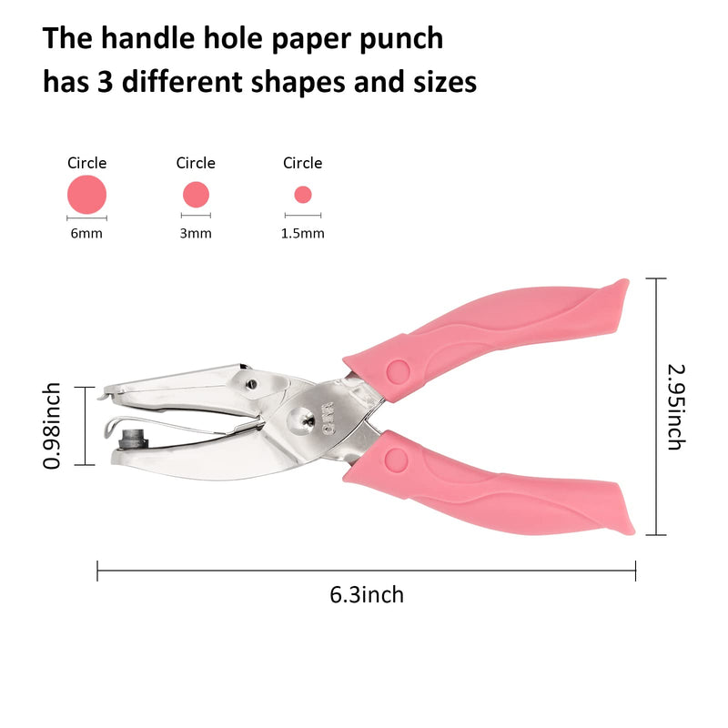 3 PCS Handheld Hole Paper Punch Coolrunner Handheld Metal Single Hole Paper Punch DIY Handheld Punch Hole Circle-Shaped Single-Hole Paper Puncher - NewNest Australia