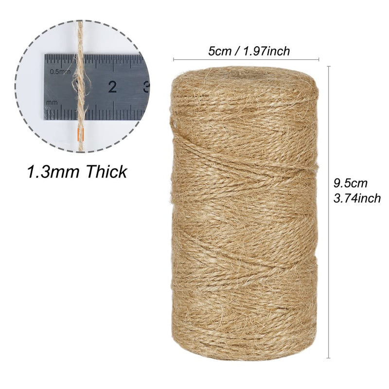Tenn Well Natural Jute Twine, 656 Feet 2Ply Brown Twine String for Crafts, Gift Wrapping, Packing, Gardening and Wedding Decoration (2PCS X 328 Feet) 2PCS/656Feet(328FT/PC) - NewNest Australia