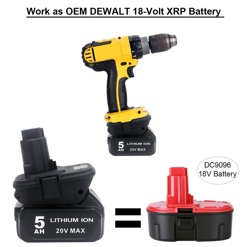 Biswaye 20V Battery Adapter DCA1820 for Dewalt 18V Tools, Convert Dewalt 20V Lithium Battery DCB205 DCB207 for Dewalt 18V NiCad & NiMh Battery Tools DC9096 DW9096 DC9098 DC9099 DW9099 - NewNest Australia