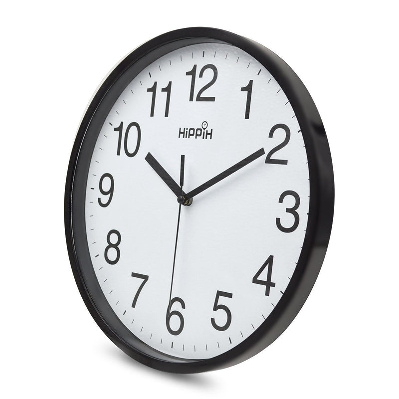 NewNest Australia - Yoobure 10 Silent Quartz Decorative Wall Clock Non-Ticking Classic Digital Clock Battery Operated Round Easy to Read Home/Office/School Clock (Black) Black 